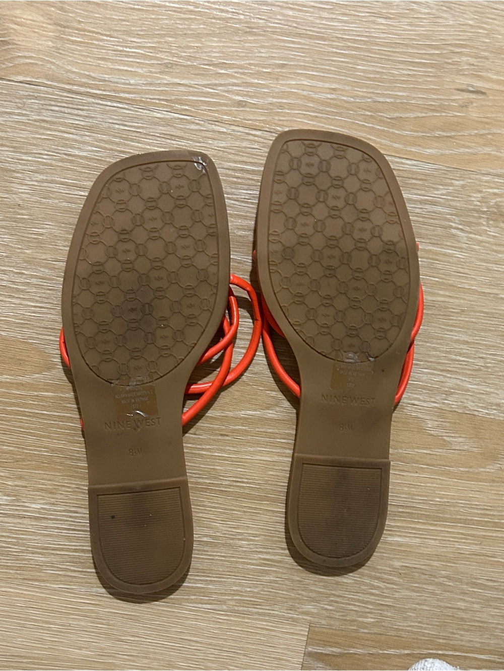 Nine West Red Strappy Square Slide Sandals - Picture 2 of 2